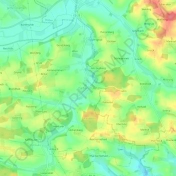 Mappa topografica Gebensbach, altitudine, rilievo