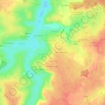 Mappa topografica Les Rateliers, altitudine, rilievo