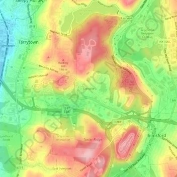 Mappa topografica Glenville, altitudine, rilievo