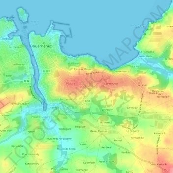 Mappa topografica Coataner, altitudine, rilievo