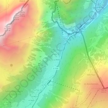 Mappa topografica La Villaz, altitudine, rilievo