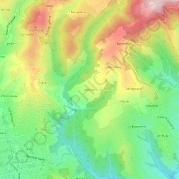Mappa topografica Maubeu, altitudine, rilievo