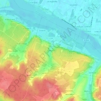 Mappa topografica Le Bourg, altitudine, rilievo