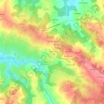 Mappa topografica La Halte, altitudine, rilievo