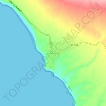 Mappa topografica La Tortuga, altitudine, rilievo