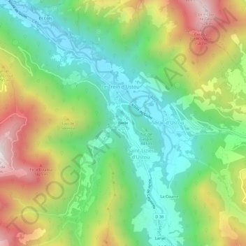 Mappa topografica Bielle, altitudine, rilievo