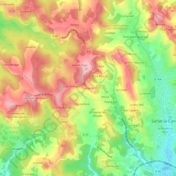 Mappa topografica La Faurie, altitudine, rilievo