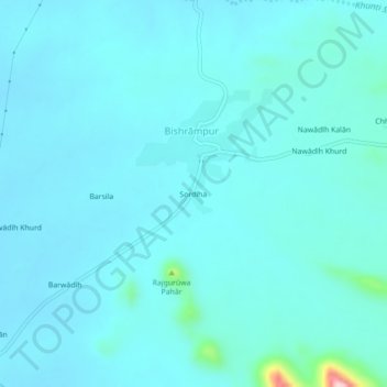 Mappa topografica Sordiha, altitudine, rilievo