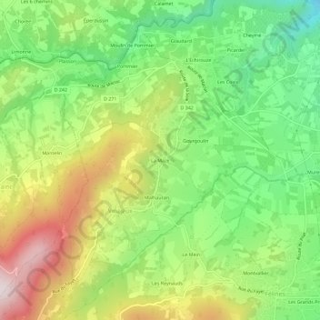 Mappa topografica La Maze, altitudine, rilievo