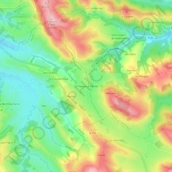 Mappa topografica Le Plateau d'Hymes, altitudine, rilievo