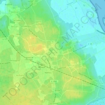 Mappa topografica Margaux, altitudine, rilievo