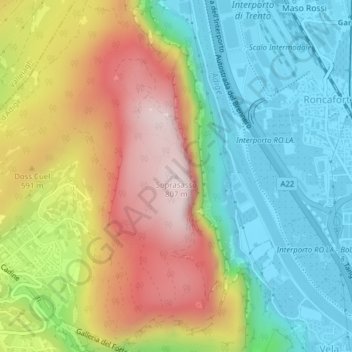 Mappa topografica Soprasasso, altitudine, rilievo