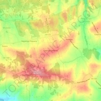 Mappa topografica Casal da Galharda, altitudine, rilievo