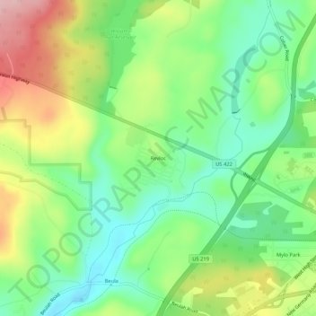 Mappa topografica Revloc, altitudine, rilievo