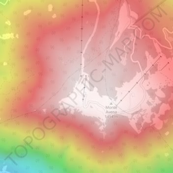 Mappa topografica Campon d'Avena, altitudine, rilievo