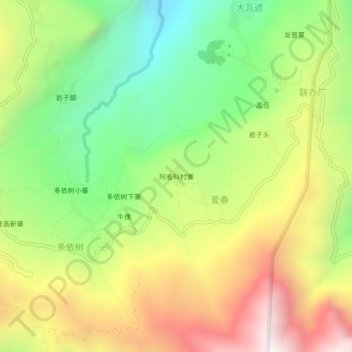 Mappa topografica 阿者科村寨, altitudine, rilievo