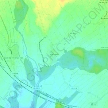 Mappa topografica Villarroañe, altitudine, rilievo