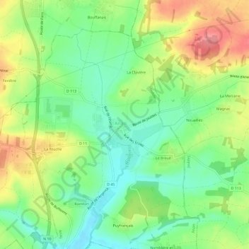 Mappa topografica Le Bourg, altitudine, rilievo