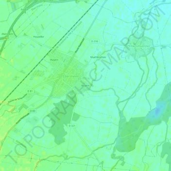 Mappa topografica Bruehli, altitudine, rilievo