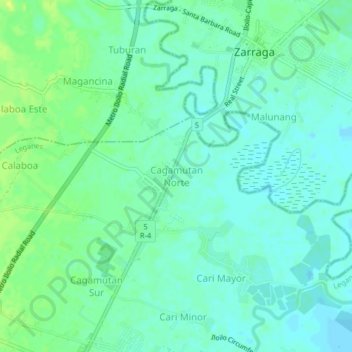 Mappa topografica Cagamutan Norte, altitudine, rilievo
