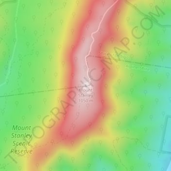 Mappa topografica Mount Stanley, altitudine, rilievo