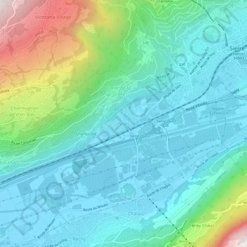 Mappa topografica Noës, altitudine, rilievo