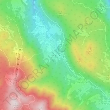 Mappa topografica Srednja vas, altitudine, rilievo