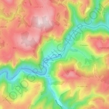 Mappa topografica Lanau, altitudine, rilievo