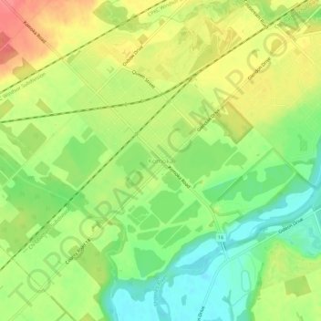 Mappa topografica Komoka, altitudine, rilievo