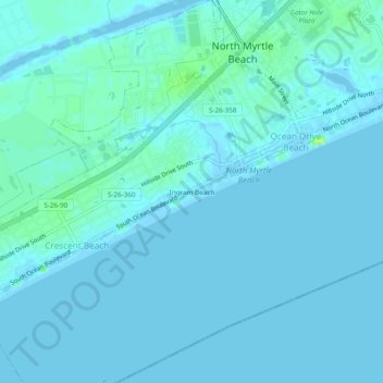 Mappa topografica Ingram Beach, altitudine, rilievo