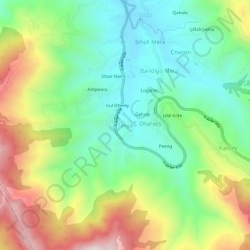 Mappa topografica Takya, altitudine, rilievo