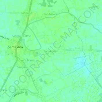 Mappa topografica Santa Lucia, altitudine, rilievo