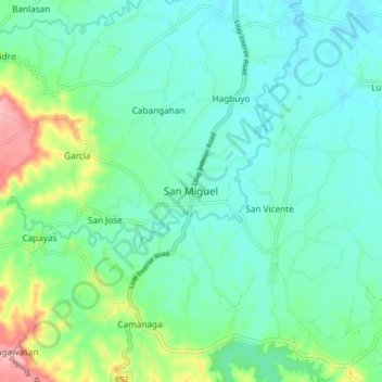 Mappa topografica San Miguel, altitudine, rilievo