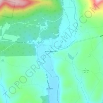 Mappa topografica Grassmere Park, altitudine, rilievo