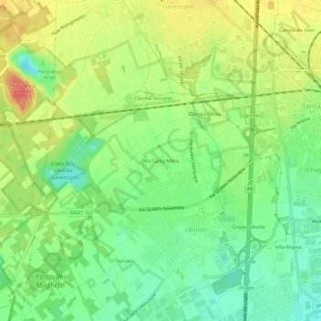 Mappa topografica Stra Santa Maria, altitudine, rilievo