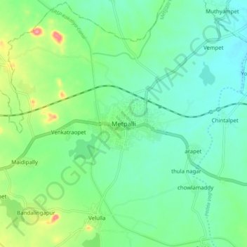 Mappa topografica Metpalli, altitudine, rilievo