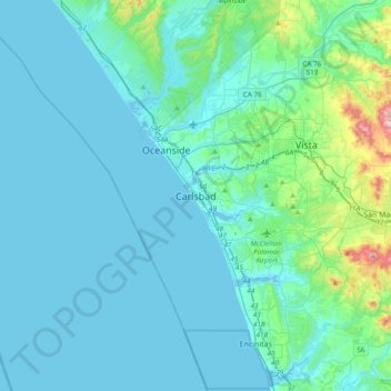 Mappa topografica Carlsbad, altitudine, rilievo