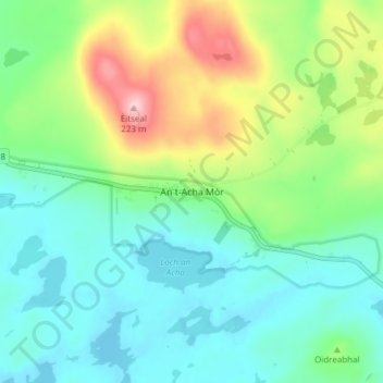 Mappa topografica Achmore, altitudine, rilievo