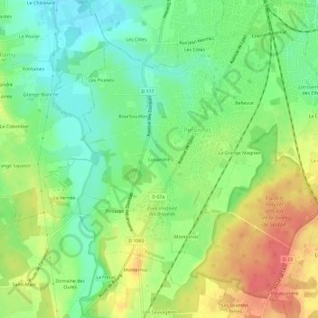 Mappa topografica Luisandre, altitudine, rilievo