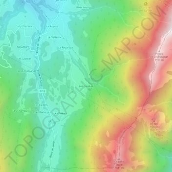 Mappa topografica Les Combes, altitudine, rilievo