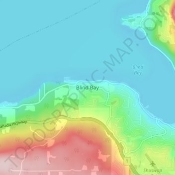 Mappa topografica Blind Bay, altitudine, rilievo