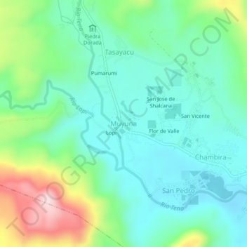 Mappa topografica Muyuna, altitudine, rilievo