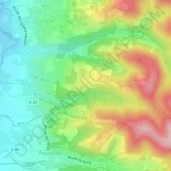 Mappa topografica Le Hourc, altitudine, rilievo