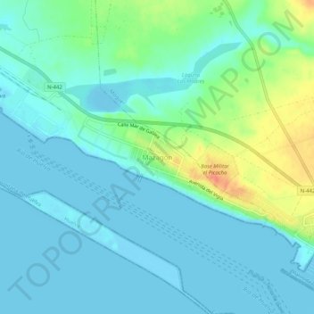 Mappa topografica Mazagón, altitudine, rilievo