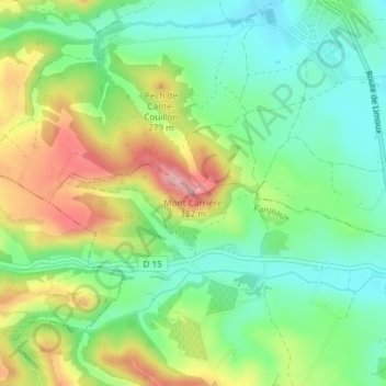 Mappa topografica Mont Carrière, altitudine, rilievo