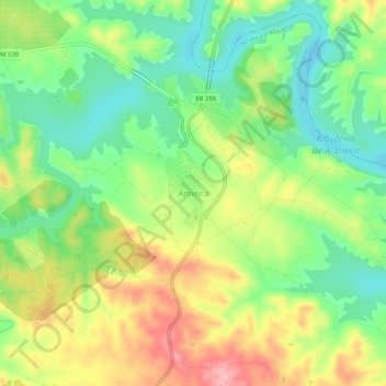 Mappa topografica Amieira, altitudine, rilievo