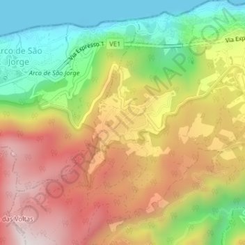 Mappa topografica Ribeira Funda, altitudine, rilievo