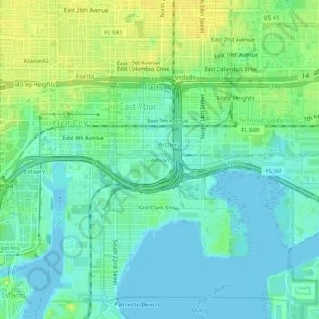 Mappa topografica Albion, altitudine, rilievo