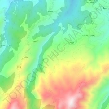 Mappa topografica Llau / Lago, altitudine, rilievo