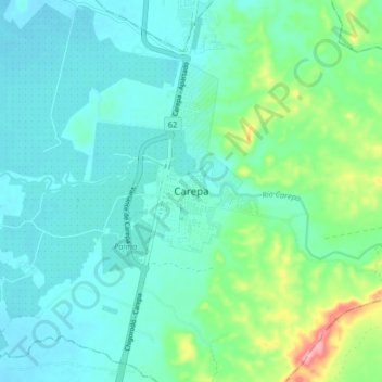 Mappa topografica Carepa, altitudine, rilievo